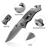 1 x RAW Customer Returns HONZIN Folding Knife 3 in 1 Pocket Knife Stainless Steel Multitool, Camping Survival Knife G10 Handle  - RRP €14.11