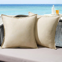 1 x RAW Customer Returns MIULEE Outdoor Cushion Weatherproof Cushion Cover Waterproof Decorative Cushion Covers Linen Look Sofa Cushion Decorative Cushion for Garden Sofa Couch Living Room Bedroom Set of 2 40 x 40 cm Beige - RRP €18.68