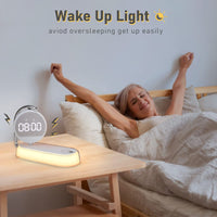 1 x RAW Customer Returns DESGNT LED bedside lamp alarm clock, light alarm clock with 15W wireless charging stations, touch dimmable night light, 3 levels of warm white light, a festive gift for adults and children. - RRP €34.16