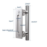 1 x RAW Customer Returns CCJH 24cm Barn Door Handle Sliding Door Handle Stainless Steel Sliding Door Pulls Handle Set Two-Sided, Silver - RRP €28.99