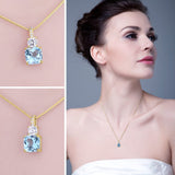 1 x RAW Customer Returns JewelryPalace Cushion Cut 2.2ct Natural Blue Topaz Necklace Pendant 45CM, Blue Topaz Jewelry Set, Necklace Women Silver 925 Necklace Ladies Square Gemstone Girls, Chains with Stone Women Gold Plated - RRP €31.99