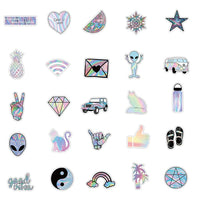 1 x RAW Customer Returns RGBEE Aesthetic Sticker Set 50 Pieces Waterproof Vintage Vsco Girl Sticker Small PVC Sticker for Laptop Macbook Suitcase Helmet Motorcycle Stickerbomb No Holographic Stickers  - RRP €7.04