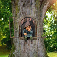 1 x RAW Customer Returns JTZXJJX Elf Out The Door Tree Hugger, Garden Statue Dwarf Resin Dwarf Figure, Hanging Garden Gnomes Tree Dwarf Decoration for Patio Lawn Ornament Women  - RRP €11.45