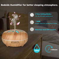 1 x RAW Customer Returns GeeRic Ultrasonic Aromatherapy Humidifier 550ml, Scented Oil Diffuser Nebulizer for Essential Oils with 7 Colors Silent LED for Yoga, Wood - RRP €23.98