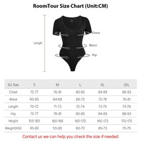 1 x RAW Customer Returns RoomTour Women s Short Sleeve Bodysuit V-Neck Thong Tops for Women Bodycon Jumpsuit 1-Black M - RRP €27.22