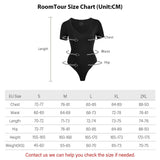 1 x RAW Customer Returns RoomTour Women s Short Sleeve Bodysuit V-Neck Thong Tops for Women Bodycon Jumpsuit 1-Black M - RRP €27.22