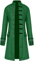 1 x RAW Customer Returns Halloween Costume Men s Tailcoat Coat, Men s Steampunk Gothic Medieval Jacket, Victorian Frock Coat Uniform Tuxedo Retro Long Button Clothing Green, XXXL  - RRP €38.76