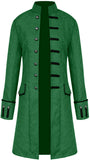 1 x RAW Customer Returns Halloween Costume Men s Tailcoat Coat, Men s Steampunk Gothic Medieval Jacket, Victorian Frock Coat Uniform Tuxedo Retro Long Button Clothing Green, XXXL  - RRP €38.76