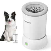 1 x RAW Customer Returns DOGNESS Automatic Dog Paw Cleaner, Upgrade USB Charging, Automatic 2 in 1 Dog Paw and Pet Grooming Brush White  - RRP €39.31