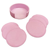 1 x RAW Customer Returns RICHSUM Set of 6 Leather Coasters with Stitched Edges, Splash Guard for Table and Desk, Durable and Non-slip, Perfect for Coffee Cups and Glasses, 10cm Pink  - RRP €22.8