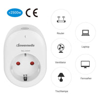 1 x RAW Customer Returns DEWENWILS radio sockets with remote control, 30M range, 2300W radio socket for holiday decorations, 5 sockets with 2 remote controls, programmable and expandable, white - RRP €36.68