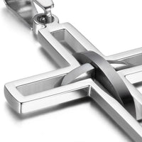 1 x RAW Customer Returns Oidea Men s Necklace Stainless Steel Cross Hollow Silver - RRP €24.0