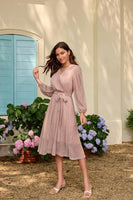 1 x RAW Customer Returns GRACE KARIN Women s Wrap Dress Elegant V Neck Sequin Dress Long Sleeve Midi Dress Bridesmaid Dress Pink L - RRP €32.98