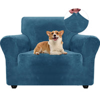 1 x RAW Customer Returns Ystyle velvet sofa cover 1 seater, stretch sofa cover, sofa protector non-slip, elastic couch cover, sofa cover with armrests, armchair protector, sofa protector, cat armchair cover, peacock blue - RRP €29.75