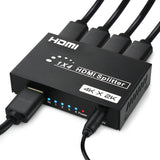 1 x RAW Customer Returns TCNEWCL 4K HDMI Splitter 1 in 4 Out Simultaneous 1x4 Audio Video HDMI Distributor with Power Supply, Supports 3D, HDCP, Compatibility with HDTV, Xbox, PS4, Blue-Ray Player, Projector - RRP €19.67