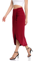 1 x RAW Customer Returns MISS MOLY Women s Midi Skirt Long Airy Summer Skirt Long Irregular XL, Wine Red - RRP €22.07