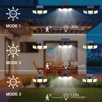 1 x RAW Customer Returns Woolmug solar lamps for outdoor use with motion detector, 224 LED 3 modes Solar spotlight outdoor IP65 waterproof solar wall light for garden, 5M cable, 270 lighting angle for garden, patio, backyard - RRP €20.88