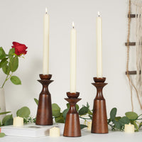 12 x Brand New HOWSILAY candle holder candlestick stick candles 3 pieces decoration living room wooden decoration stick candle holder for boho vintage home country house window sill decoration - brown candles not included  - RRP €193.56