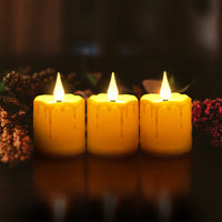 1 x RAW Customer Returns yunsheng Rechargeable Flameless Tea Lights with Remote Control and 4 6H Timer, Waterproof Rechargeable LED Candles, 2 x 3 Flickering Votive Candles, Pack of 6 Ivory, Type-C, Home Decoration - RRP €22.69