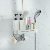 1 x RAW Customer Returns PHASAT Adjustable shower shelf for hanging shower rack shelf ABS with shower holder and hidden hooks, no drilling required to install, suitable for all diameters from 23 to 25mm round shower rail - RRP €22.18