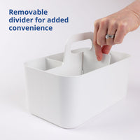 1 x RAW Customer Returns BLUE GINKGO Multipurpose Basket Organizer - Stackable Plastic Basket with Handle Cleaning Basket, Craft Basket, Desk Basket, Art and Makeup Storage Rectangle - White - RRP €22.8