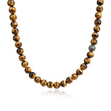 1 x RAW Customer Returns COAI Gift Ideas Men s Necklace made of Tiger Eye Pearl Necklace Bead Chain with Chinese Longevity Charm made of Silver 65cm - RRP €45.0