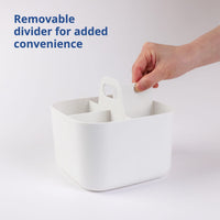 1 x RAW Customer Returns BLUE GINKGO Multipurpose Basket Organizer - Stackable Plastic Basket with Handle Cleaning Basket, Craft Basket, Desk Basket, Art and Makeup Storage Square - White - RRP €19.67