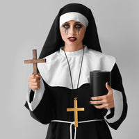 1 x RAW Customer Returns XEPST Pack of 5 nuns costume for women, nuns outfit accessories, nuns headdress, nuns collar, gloves, cross pendant, necklace, knee socks, Halloween costumes for women, cosplay carnival costume - RRP €16.99