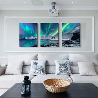 1 x RAW Customer Returns hyidecorart Pictures Northern Lights, Green Polar Lights Starry Sky Picture on Canvas, Modern Nature Aurora Landscape Wall Pictures Living Room Bedroom Kitchen Dining Room and Bathroom - RRP €34.84