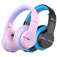 1 x RAW Customer Returns iClever Bluetooth children s headphones 2 pack, colored LED lights, children s headphones over-ear with 74 85 94dB volume limit, 55 hours of playing time, Bluetooth 5.2, built-in microphone - RRP €42.85