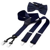 1 x RAW Customer Returns DonDon men s 3.5 cm wide Y-shaped braces, elastic and adjustable, set of 2 with matching bow tie 12 x 6 cm - RRP €19.88