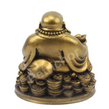 1 x RAW Customer Returns Petrichor Feng Shui Laughing Buddha Sitting on Lucky Money Coins Carrying Gold Bars for Good Luck Fortune 5 Inch  - RRP €29.5