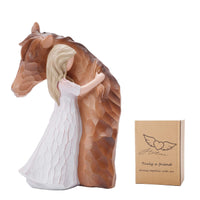 1 x RAW Customer Returns Angel Figurine - Horses, Guardian Angel Figurine for Friendship, Sculpted, Hand Painted Girl Hugging Horse Figurines, Horse Lover Gifts, Cowgirl Gifts, Horse Loss Memorial Gifts - RRP €24.99