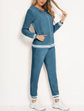 1 x RAW Customer Returns Enjyam Women s Nicki Jogging Suit Cozy 2-Piece Velour Tracksuit Sporty Warm House Suit Set for Autumn Winter, Blue, L - RRP €39.99