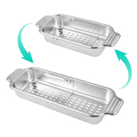 1 x RAW Customer Returns Extendable strainer for the sink Stainless steel kitchen organizer variable strainer basket for washing vegetables and fruit and draining pasta Camping dishes - RRP €23.99