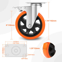 1 x RAW Customer Returns WBD WEIBIDA heavy duty castors 150mm, 4 castors with brake double locking load capacity 1000KG, durable, quiet and robust furniture castors, polyurethane castors large for workbenches and industrial - RRP €54.99