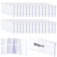 2 x RAW Customer Returns LBING label holder transparent 6 cm x 4.2 cm price label holder plastic 50 pieces shelf label holder made of PVC material for wire shelves price labels for product labeling - RRP €16.1