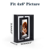 1 x RAW Customer Returns EXYGLO set of 2 360 rotating picture frames 10 x 15 cm with double glass, black photo frame wooden frame for vertical or horizontal display on the table - RRP €21.04