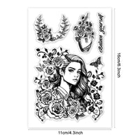 3 x Brand New PH Pandahall Rose Clear Stamps for Card Making, Rose Woman Rubber Stamps Flower Clear Craft Stamp Plants Silicone Seal Stamp for DIY Scrapbooking Crafting - RRP €68.4