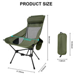 1 x RAW Customer Returns JOYART Green Camping Chair Folding Portable Very Stable Frame 150kg Small Folding Chair with Carry Bag and Pockets for Picnic Outdoor Activities Hiking - RRP €45.99