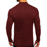 1 x RAW Customer Returns Elainone Men s Long Sleeve Shirts Warm Cotton High Neck T-Shirts Elastic Casual Basic Tops Autumn Winter, Wine Red S - RRP €24.0