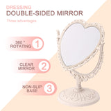 1 x RAW Customer Returns FRCOLOR makeup mirror, double-sided with 360-degree rotation, magnifying makeup mirror, heart shape beige  - RRP €17.14