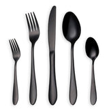 1 x RAW Customer Returns HOMQUEN Black Cutlery and Cutlery Set, 30 Piece Stainless Steel Perforated Spoon Fork Set for 6 People Black, 6 Set  - RRP €36.98