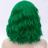 1 x RAW Customer Returns TANTAKO Short Bob Wavy Green Wig for Women Ladies Synthetic Full Hair Wigs for Halloween Cosplay Costume Green  - RRP €24.19