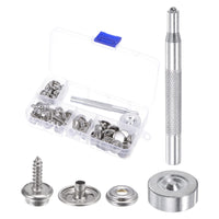 1 x Brand New sourcing map 20 Sets Canvas Snap Kit 5 8 Stainless Steel Button Fastener Kit Snaps for Boat Side Carpet Repair with 2pcs Adjustment Tool, Silver White - RRP €15.49