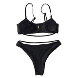 1 x RAW Customer Returns TSWRK Women s Bikini Set Push Up Padded Bustier Two Piece Summer Sporty Swimwear Beach Bikini Beachwear Beachwear - RRP €18.65