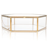 1 x RAW Customer Returns Homtone 11cm Golden Vintage Glass Box, Hexagon Glass Jewelry Box, Transparent Glass Jewelry Storage Organizer for Jewelry, Keepsakes, Bracelets - RRP €26.17