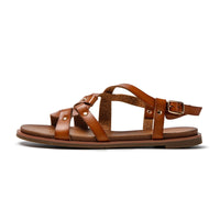 1 x RAW Customer Returns JOMIX Sandals Women Elegant Sandals with Buckle Lightweight Low Heels Beach Sandals Summer Sea Pool Beach Summer Shoes Camel, 41 EU  - RRP €60.0