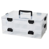 1 x RAW Customer Returns EZOWARE 2-Tier Stackable Plastic Storage Container, 118 Compartment Box with Removable Adjustable Dividers with Handle for Beads, DIY, Toy Bricks - RRP €24.99