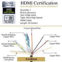 1 x RAW Customer Returns phoossno Gen 2 Certified 8K Fiber Optic HDMI 2.1 Cable Ultra High Speed HDMI Cable 48Gbps 25ft 7.5m HDR eARC HDCP2.2 2.3 Supports 4K 120Hz 8K60Hz Compatible with PS5 Xbox RTX3080 3090 LG C9 B9 - RRP €109.85